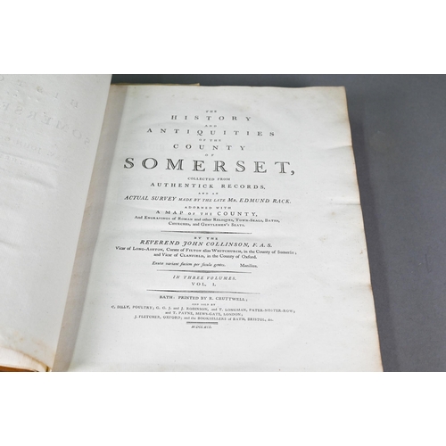 1002 - Collinson, Revd. John - The History and Antiquities of the County of Somerset, 3 vols, Bath, R Crutt... 