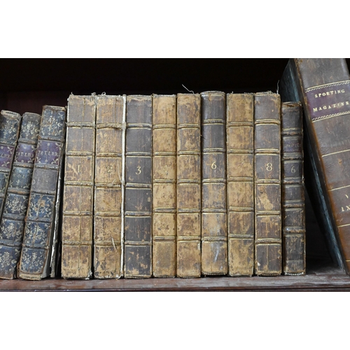 1011 - 18th century bound periodicals, including The Spectator vols 1-8, 1710-1714, vol VI 11st Edition 173... 