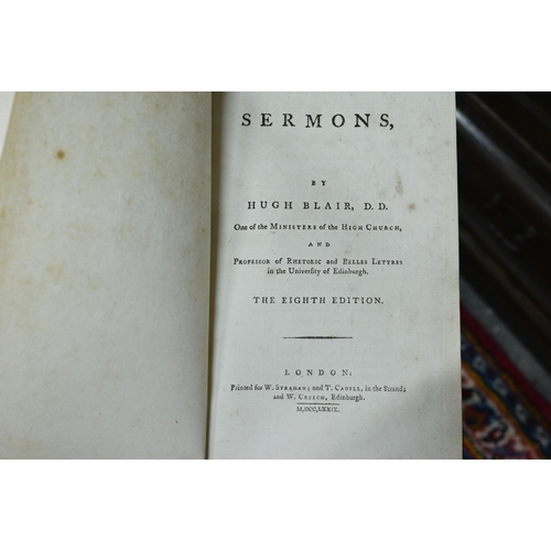 1013 - A collection of 18th and 19th century volumes on ministry, including Latimers Sermons 1788, Blair's ... 