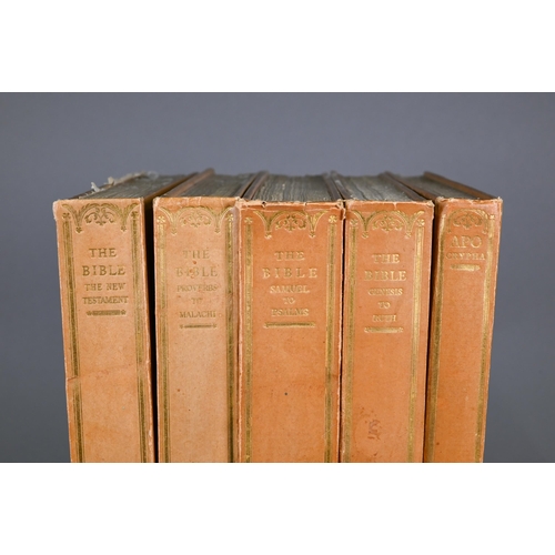 1025 - Nonesuch Press, Holy Bible in 4 vols 1925-27 to/w the Apocrypha 1924, gilt dec fawn board small foli... 