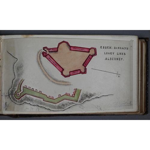 1030 - Channel Islands - a scarce manuscript/pocket volume, 'Barracks, Forts, Batteries, Guernsey and Alder... 