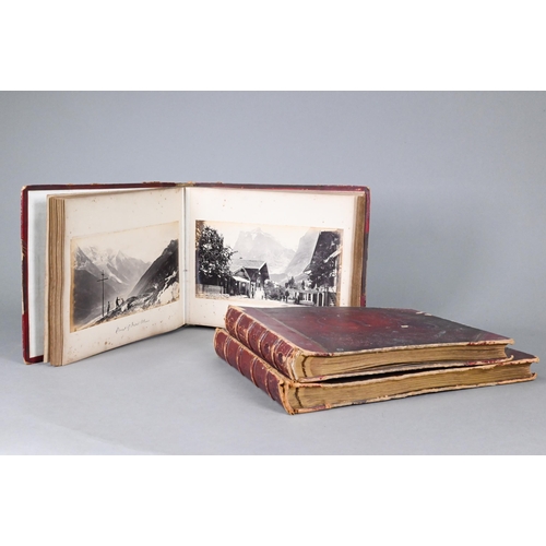 1031 - A good set of three Victorian photograph albums, mostly Grand Tour subjects including France, Switze... 