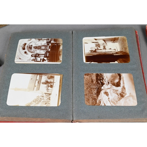 1032 - A charming album of photographs, circa 1914, depicting a group of young men on a European tour, some... 