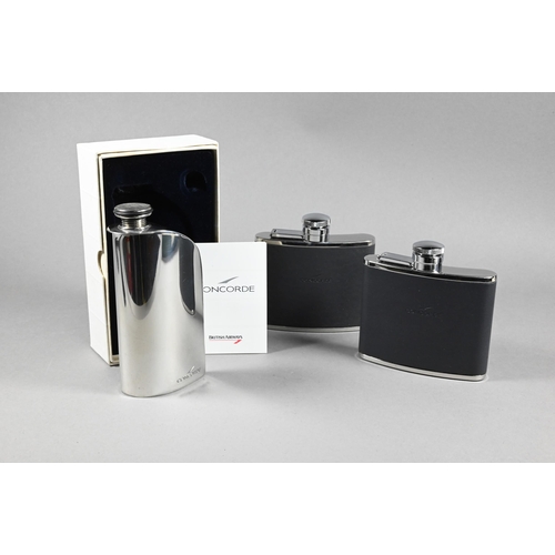 1065 - BA Concorde - Gifts - 'Ergo' stainless steel hip-flask designed by Chris Middleton, to/w two leather... 