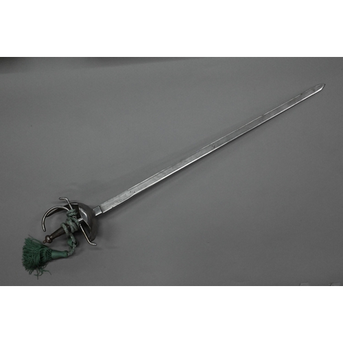 1111 - A replica hunting-sword with 85 cm blade, steel guard and wire grip to/w a George Wostenholm (Sheffi... 