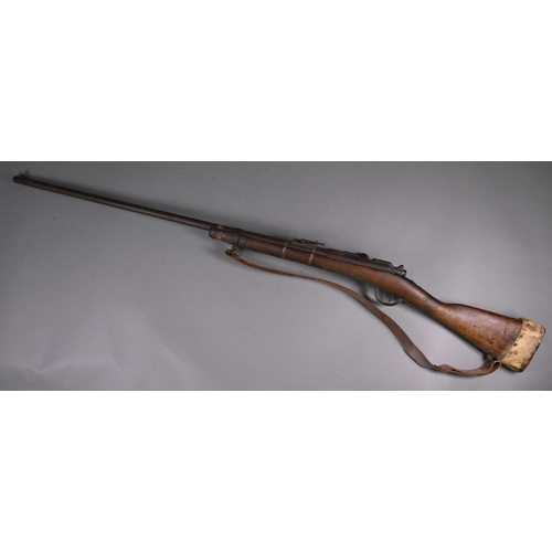 1114 - A French Chatellerault M.80 1866-74 11mm bolt-action carbine rifle with 79cm barrel, walnut halfstoc... 