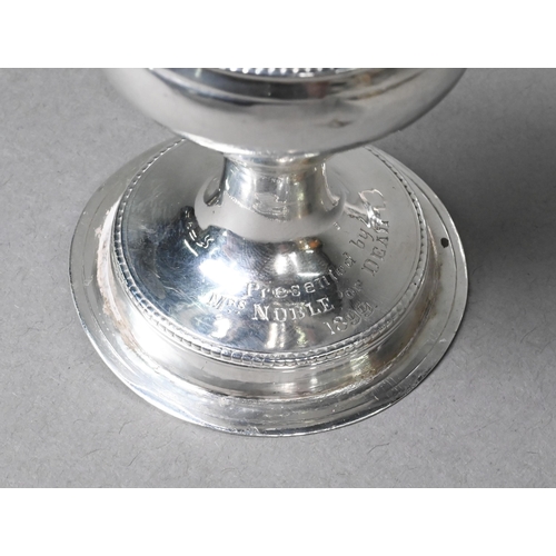 135 - A George III silver baluster pounce-pot with spiral finial, maker obscured, London 1788, 14.5 cm hig... 