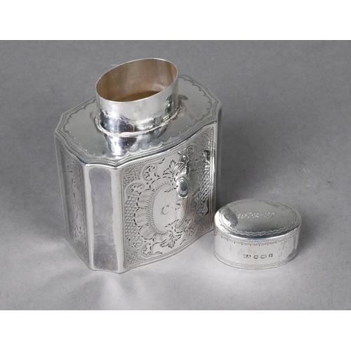 140 - A late Victorian silver tea caddy in the Georgian taste, Atkins Bros, Sheffield 1897, 7.5 cm high to... 