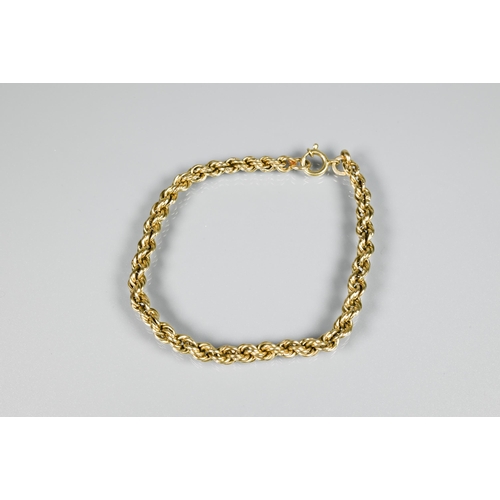 182 - A 9ct yellow gold rope style bracelet, approx 4.8g