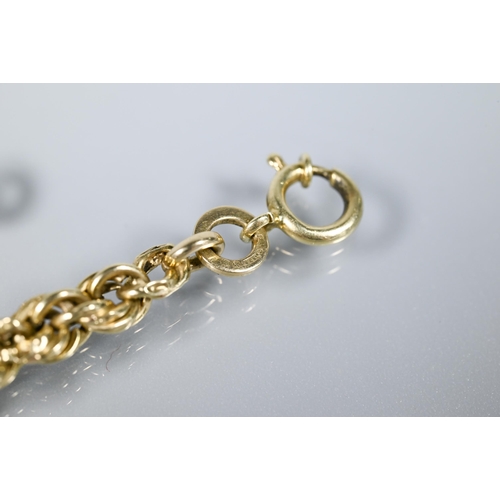 182 - A 9ct yellow gold rope style bracelet, approx 4.8g