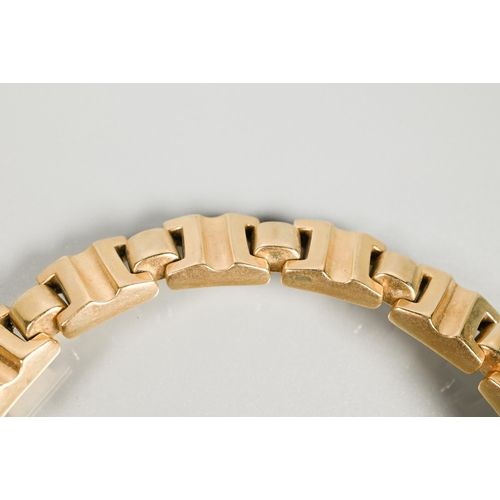 237 - A 9ct yellow gold brick link bracelet with concealed clasp and safety chain, approx 18.4g