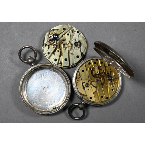 278 - A 19th century Swiss silver open-faced pocket watch of slender form, the key-wind cylinder movement ... 