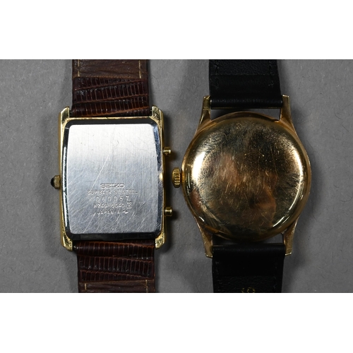 281 - A gentleman's 9ct gold Longines wristwatch with 17 jewel movement no 11073265, to/w a Seiko gilt met... 