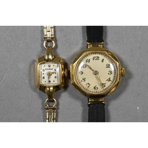 283 - A vintage lady's 18k Swiss wristwatch with 15-jewel Cyma movement, Glasgow import 1929 to/w an 18ct ... 