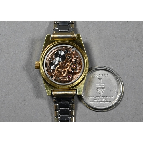 284 - A lady's gilt metal Omega wristwatch with silvered dial to/w a lady's gilt metal Seiko watch with qu... 