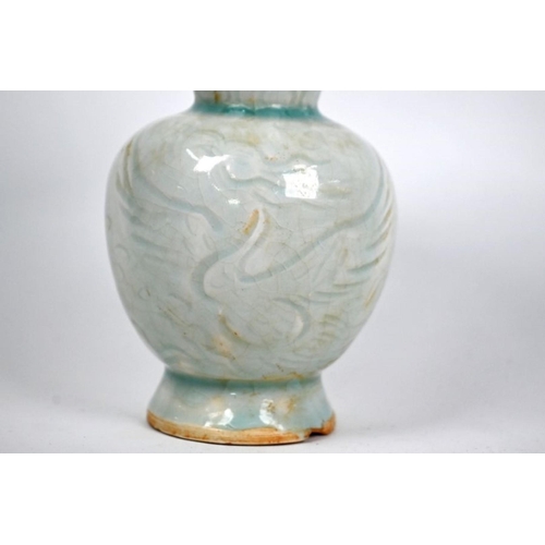 296 - A Chinese yingching or qingbai glazed vase in the Song dynasty style with everted flori-form rim, gl... 