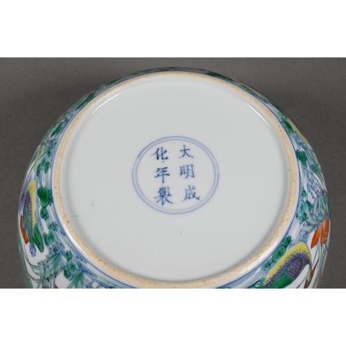 320 - A Chinese 18th century doucai 'duck and lotus' marriage bowl, finely painted in polychrome enamels w... 