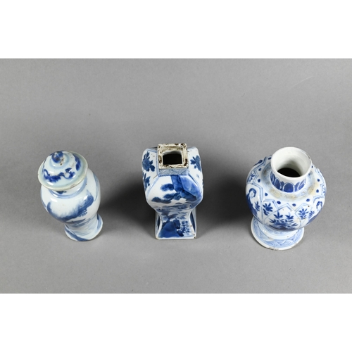 323 - Three 18th century Chinese blue and white miniature vases, Kangxi period 1662-1722, Qing dynasty, co... 