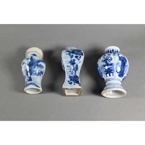 323 - Three 18th century Chinese blue and white miniature vases, Kangxi period 1662-1722, Qing dynasty, co... 