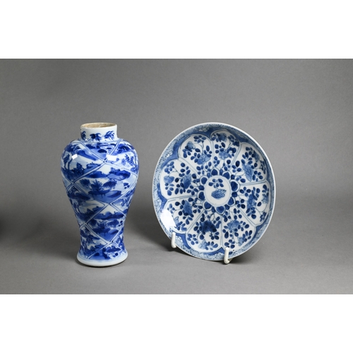 324 - Two 18th century Chinese blue and white tea bowls painted in underglaze blue with floral and foliate... 