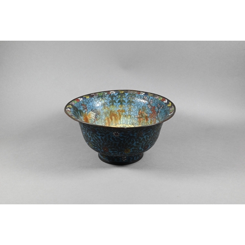 342 - A 19th century Chinese cloisonne 'longevity' bowl, the interior decorated in polychrome enamels with... 