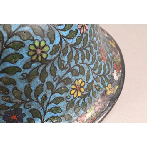 342 - A 19th century Chinese cloisonne 'longevity' bowl, the interior decorated in polychrome enamels with... 