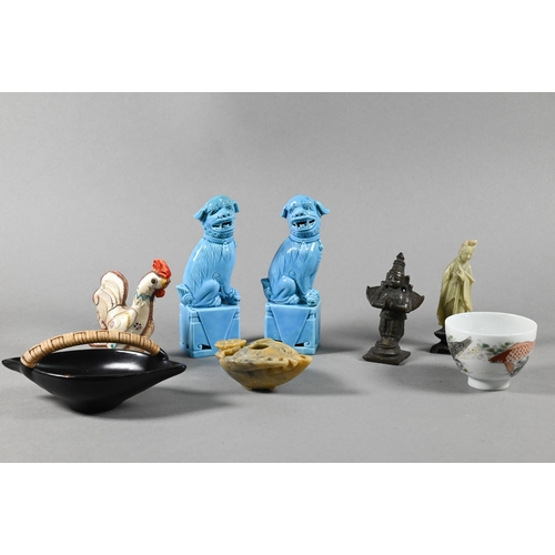 349 - A small collection of Oriental ceramics and collectables including a Japanese porcelain sake/wine cu... 