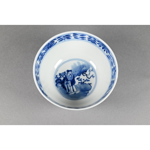 352 - Three 19th century Chinese blue and white bowls painted in underglaze blue with alternating panels o... 