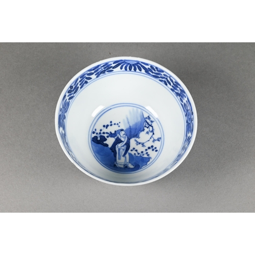 352 - Three 19th century Chinese blue and white bowls painted in underglaze blue with alternating panels o... 