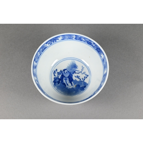 352 - Three 19th century Chinese blue and white bowls painted in underglaze blue with alternating panels o... 