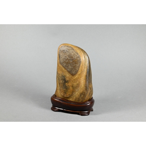 366 - A Chinese scholar's rock, gongshi, of rugged mountain form with dramatic textured surface, 12.5 cm h... 