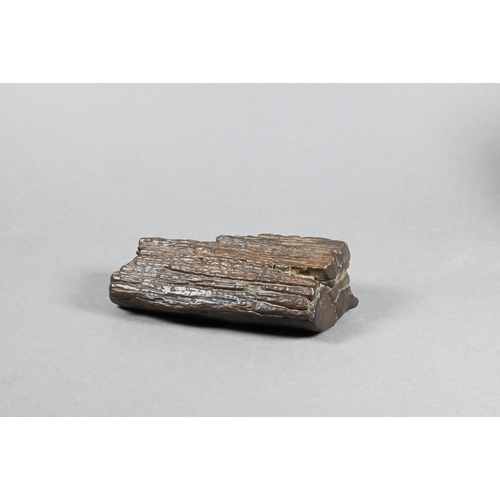 366 - A Chinese scholar's rock, gongshi, of rugged mountain form with dramatic textured surface, 12.5 cm h... 