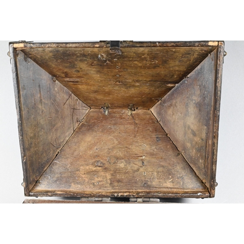 376 - An Indian Kerala Netturpetti jewellery casket of typical form, hardwood metal mounted body with vest... 