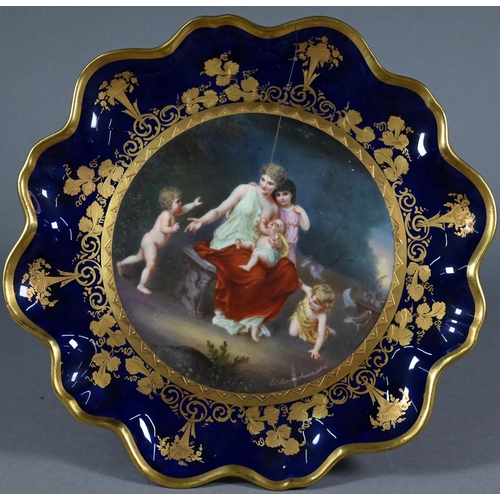 389 - A pair of 19th century Vienna porcelain cabinet plates painted with classical subjects - 'Die Rache ... 