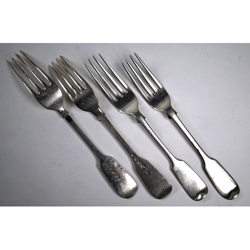 39 - Ten silver fiddle pattern dessert forks - various makers and dates, mostly 19th century, 18oz (562g)