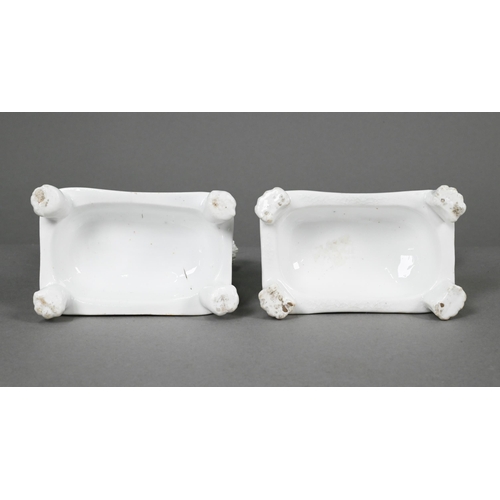 398 - Pair of Staffordshire pottery dalmatians, 13 cm high; a pair of poodles holding baskets of flowers i... 