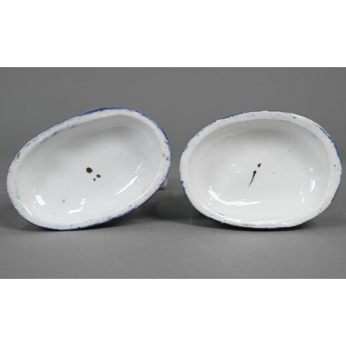 398 - Pair of Staffordshire pottery dalmatians, 13 cm high; a pair of poodles holding baskets of flowers i... 