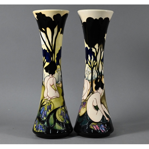 400 - A large pair of Moorcroft 'Moon Shadows' waisted vases, inscribed beneath 'Trial', 40 cm high (limit... 