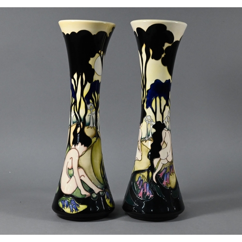 400 - A large pair of Moorcroft 'Moon Shadows' waisted vases, inscribed beneath 'Trial', 40 cm high (limit... 