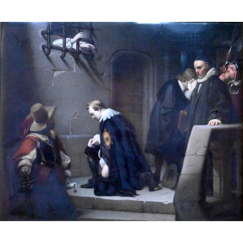 427 - A large Berlin KPM porcelain plaque, 'Lord Strafford Going to his Execution', after Paul Delaroche, ... 