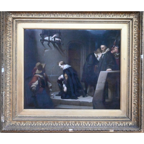 427 - A large Berlin KPM porcelain plaque, 'Lord Strafford Going to his Execution', after Paul Delaroche, ... 