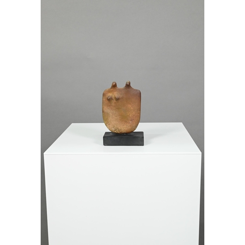 443 - Peter Hayes (b.1946), small cycladic stoneware group, 'Couple', on slate base, signed, 13 cmARR appl... 