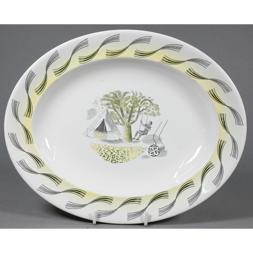 469 - A Wedgwood Ravilious 'Garden' oval plate, 22 x 27.5 cm to/w a Carl Krister (Waldenburg) KPM lustre p... 