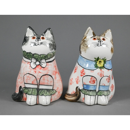 470 - Two Rye Pottery cats by Joan & David de Bethel, 18 cm high