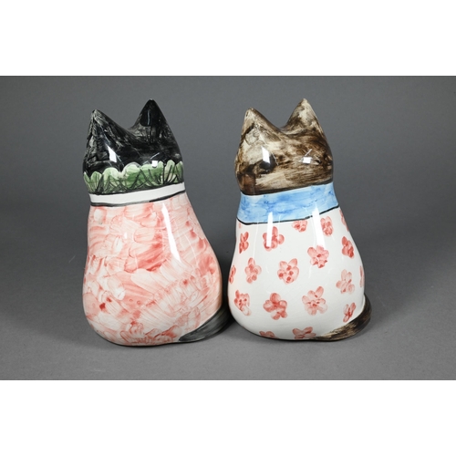 470 - Two Rye Pottery cats by Joan & David de Bethel, 18 cm high