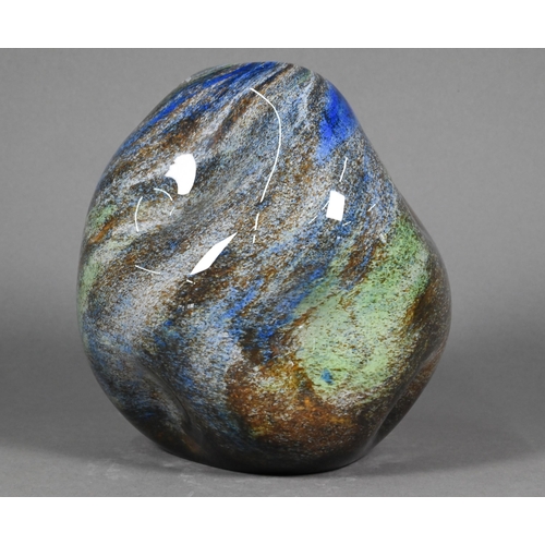 481 - A Monica Backström (Kosta Boda) cased glass vase of contorted globular form with powdered marbled de... 