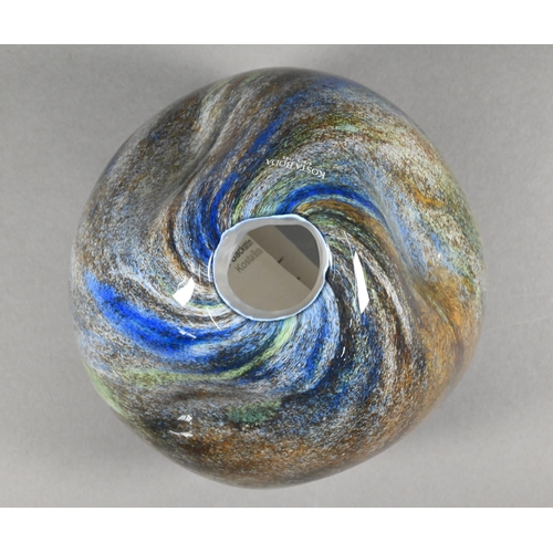 481 - A Monica Backström (Kosta Boda) cased glass vase of contorted globular form with powdered marbled de... 