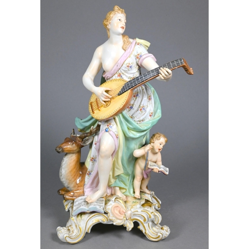 489 - AMENDED HEIGHT Two 19th century Meissen porcelain figures from the 'Emblematic of the Senses' series... 