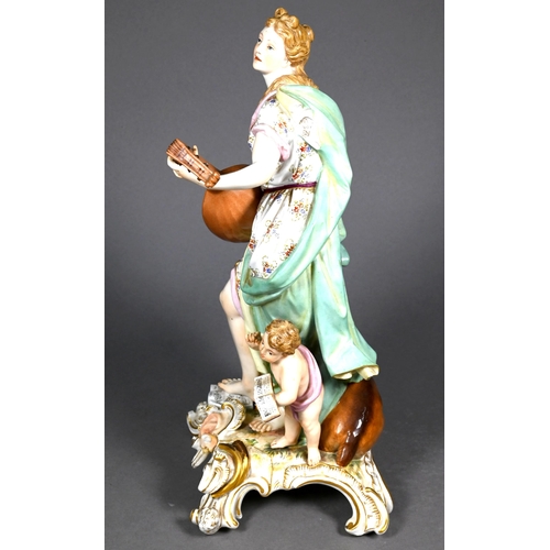 489 - AMENDED HEIGHT Two 19th century Meissen porcelain figures from the 'Emblematic of the Senses' series... 