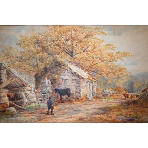 502 - Leopold Rivers (1852-1905) - 'Autumn', watercolour, signed lower left, 32 x 50 cm